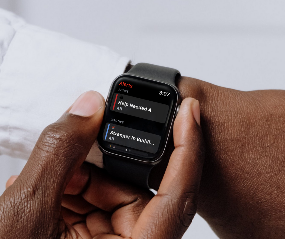 Wearable iWatch with panic button system for de-escalation training